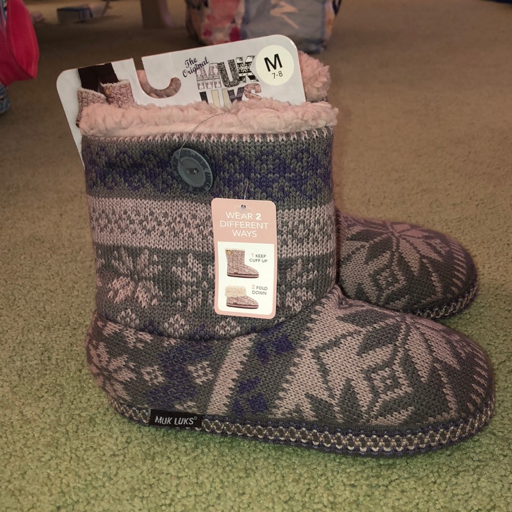 Pink and grey slippers